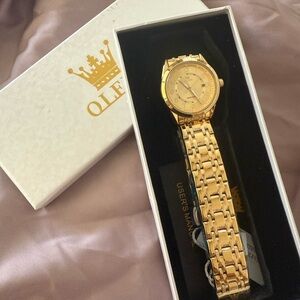 New Gold OLEVS Watch with Chain Link Bracelet